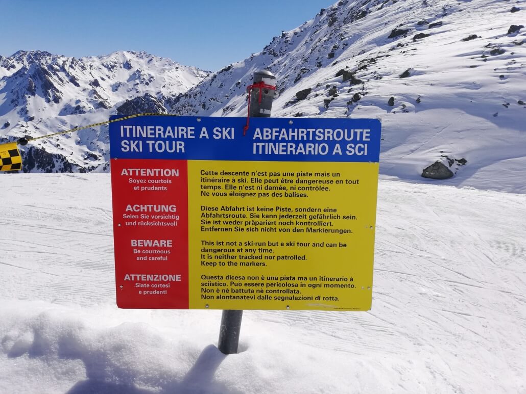 Skiers beware - this is the sign at the top of Tortin