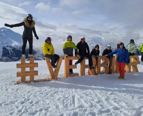 Group Ski Photo in Verbier with Roddy
