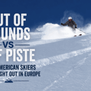 Skier skiing off piste powder near piste in Verbier Savoleyres Switzerland