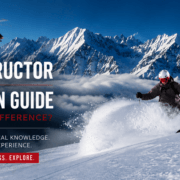 Private ski instructor skiing powder in Verbier with helicopter above the Swiss Alps