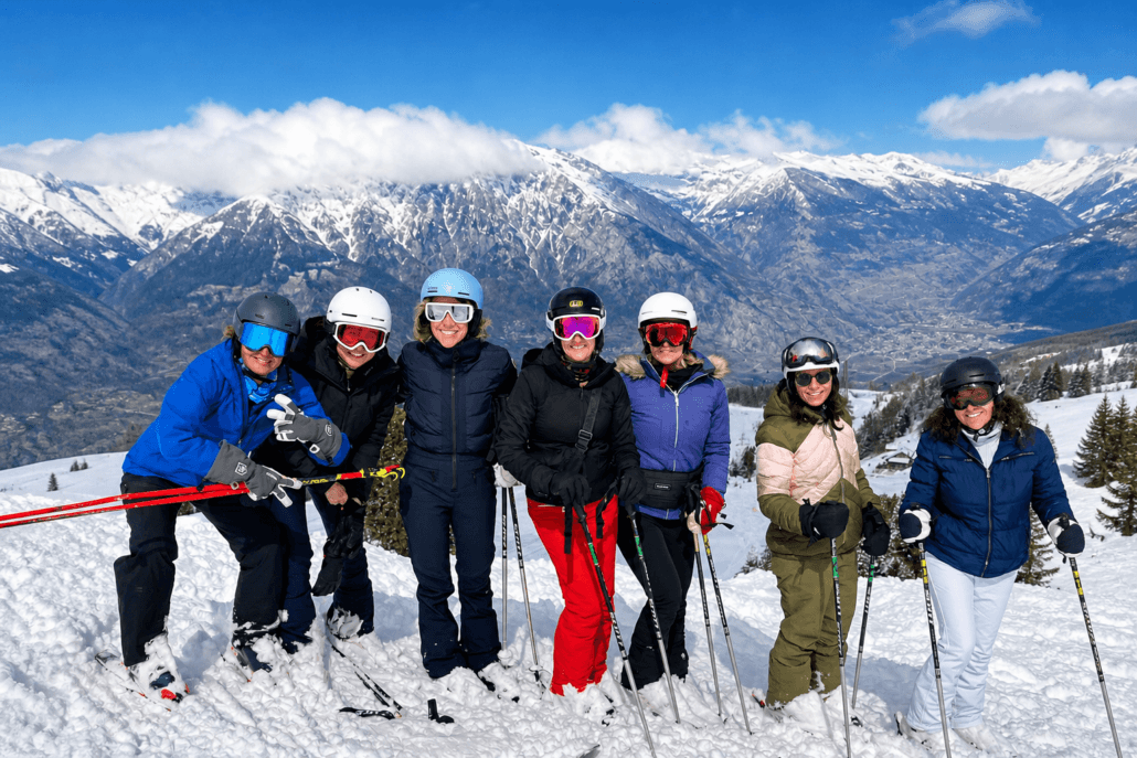Ski group enjoying a day in Verbier with an instructor