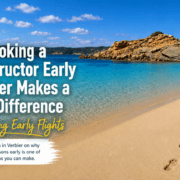 Tropical beach hero image illustrating the importance of booking Verbier ski lessons early when planning a winter ski holiday.